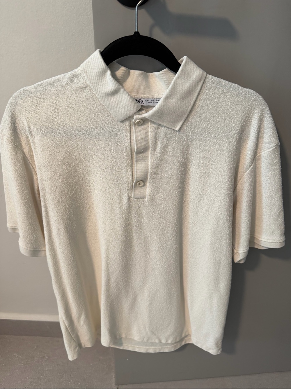 Zara Men's Ivory Short Sleeve Polo Shirt